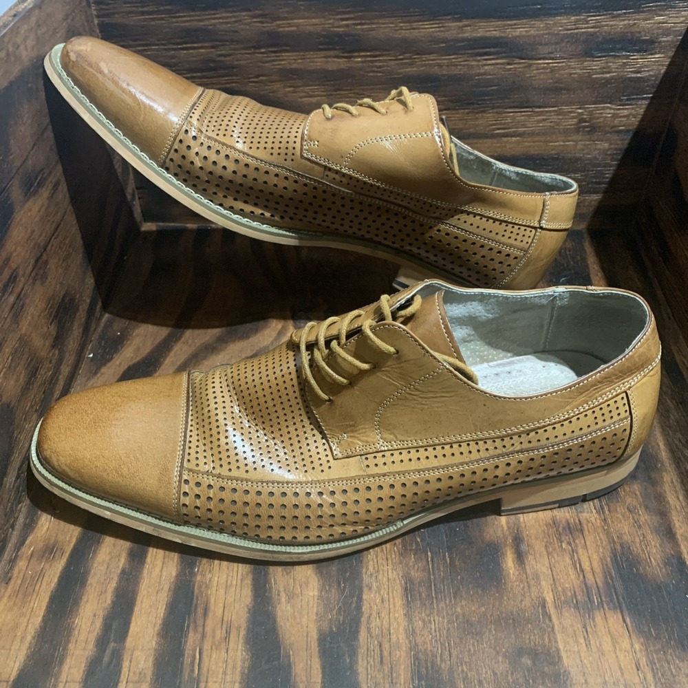 Mens Giovanni Diego Oxford Brown Perforated Cap Toe‎ Shoe Hand Made Sz 10.5